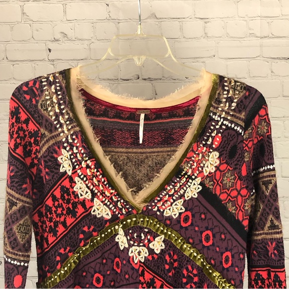TUNIC - Women's Free People Multicolored Abstract Prism Patterned Tunic. Size S - Picture 5 of 16